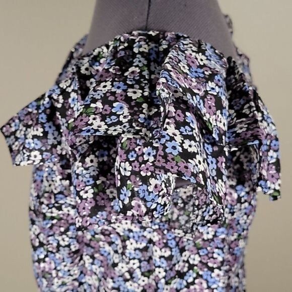 Michael Kors Purple Floral Off-Shoulder Top Sz S - Picture 6 of 11